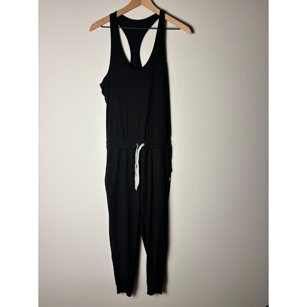 Vuori Lux Sleeveless Jumpsuit Black Racerback Jogger VW426 XS